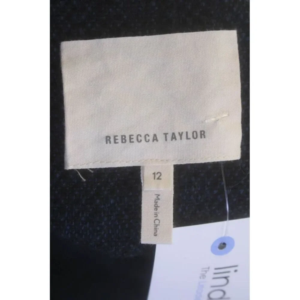 Rebecca Taylor Women's Round Neck Long Sleeves Full Zip Jacket Navy Blue Size 12